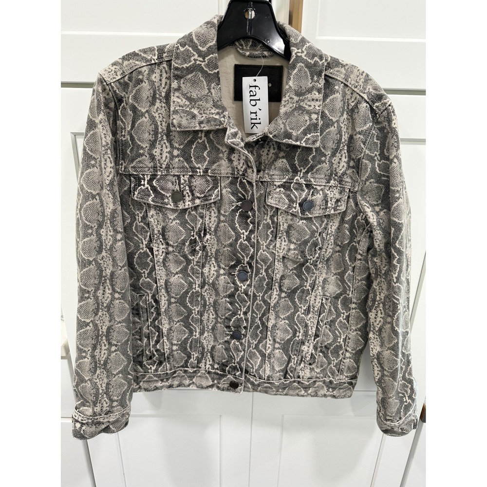 Blank NYC Snake Print Denim Jacket Western‎ Style Jean Jacket Small